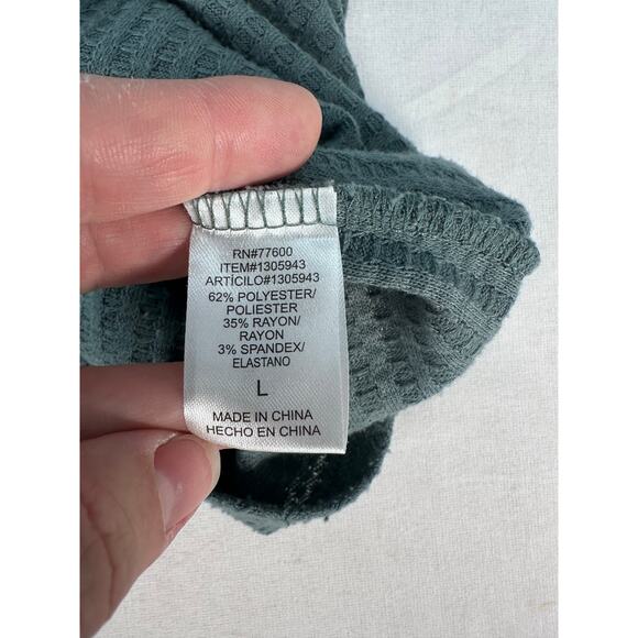 Chaser Women's sz L Waffle Knit Sage Green Long Sleeve Soft Basic Lounge Comfort - Picture 5 of 9